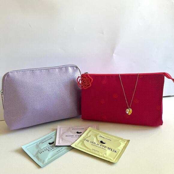 LANCOME Paris BEAUTY BUNDLE: 2 Piece Makeup Cosmetic Bags + Jewelry - Picture 2 of 12